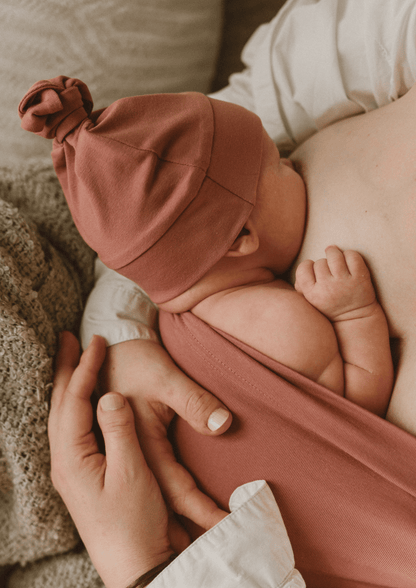 Newborn hat - top knot - Dark Mauve