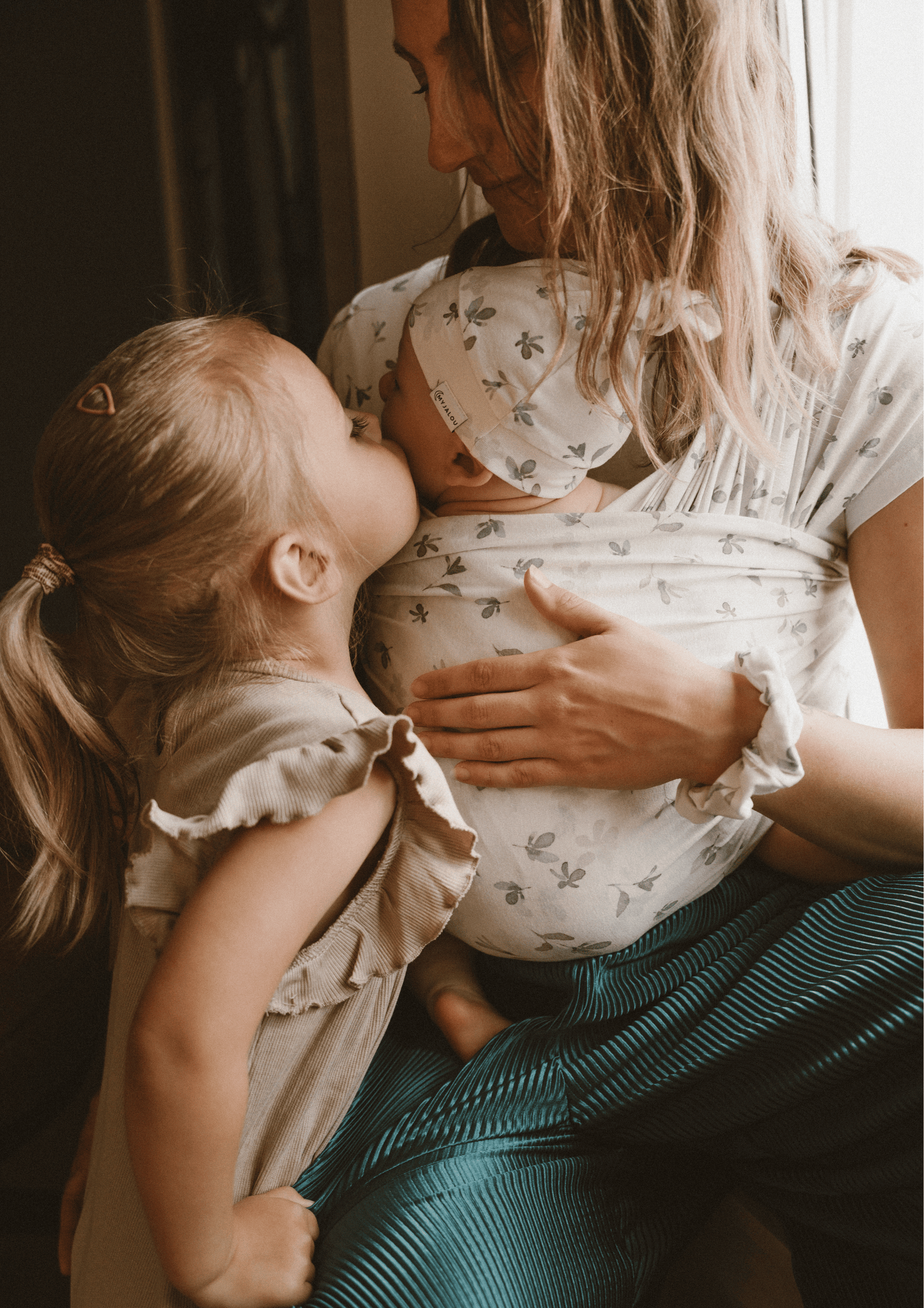 Newborn mutsje - top knot - Water leaves