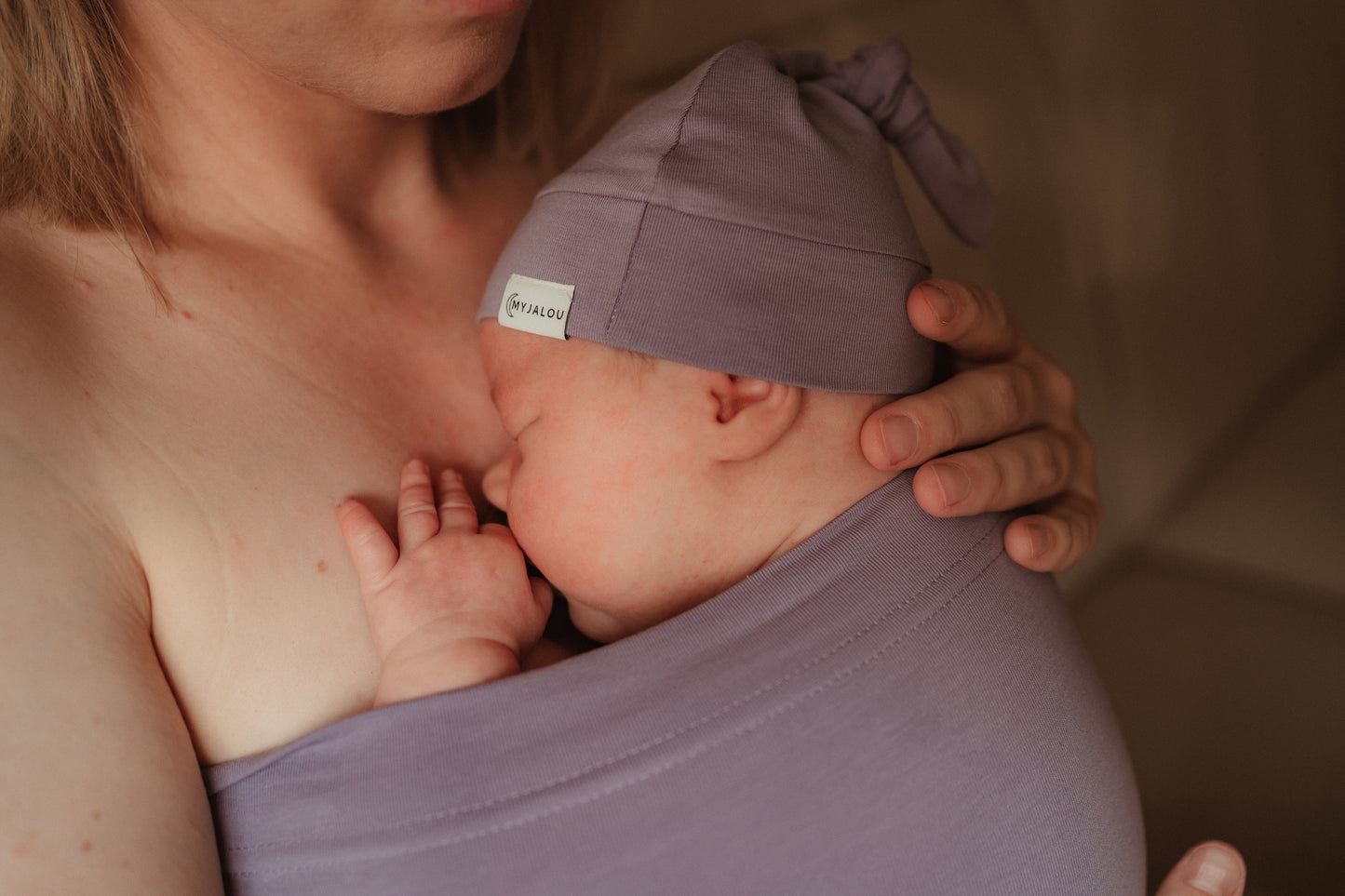 Newborn hat - top knot - Dusty Lilac