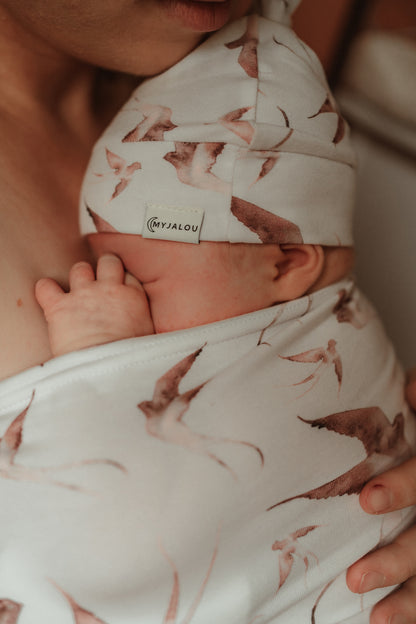 Newborn hat - top knot - Birds of Paradise