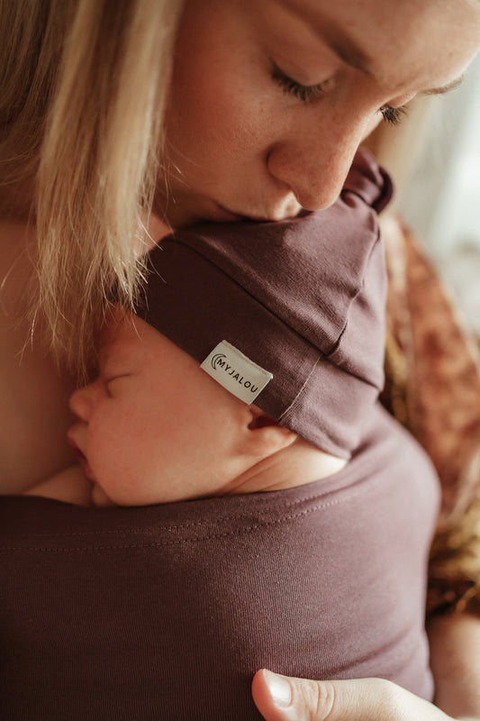 Newborn hat - top knot - Dark Mauve