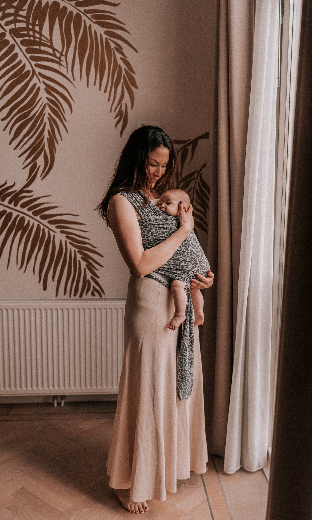 My Jalou Wrap - draagdoek - late grey leopard animal print baby ergonomisch rekbare